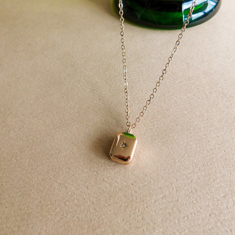 Star pendant rectangle necklace 18k gold plated - Picture 5 of 7